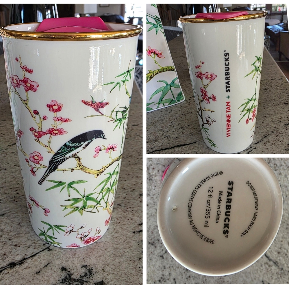 Limited Edition Starbucks + Vivienne Tam 'Bird and Flora' 3-Piece Collection - Picture 4 of 6